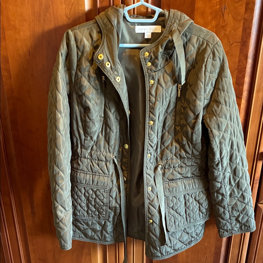 New York & Company Quilted Green Jacket